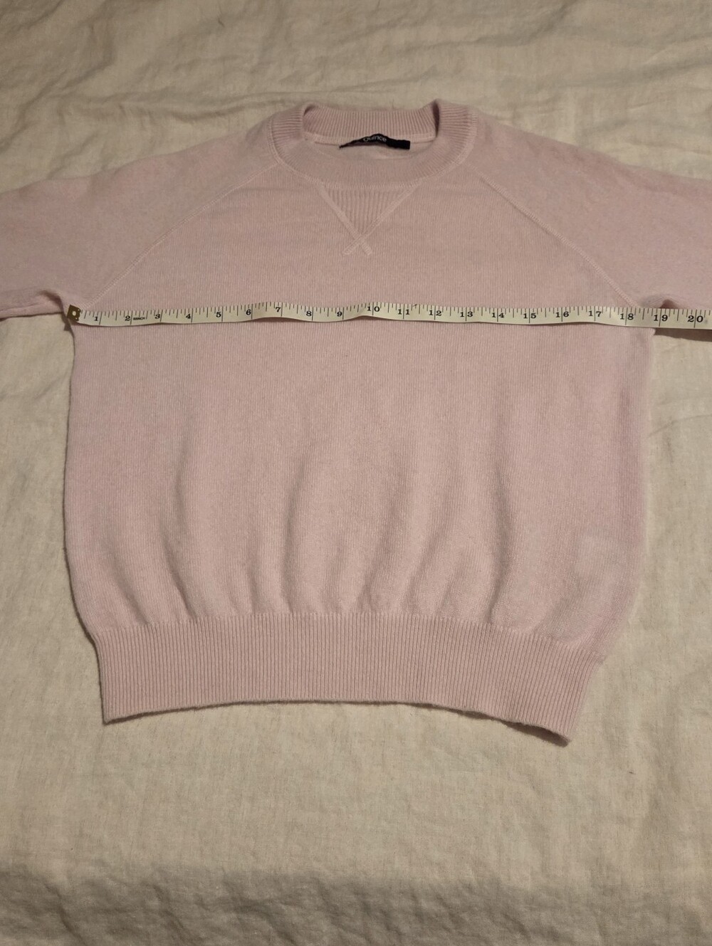 Quince womens 100% Mongolian Shrunken Cashmere Sweatshirt Baby Pink Sweater